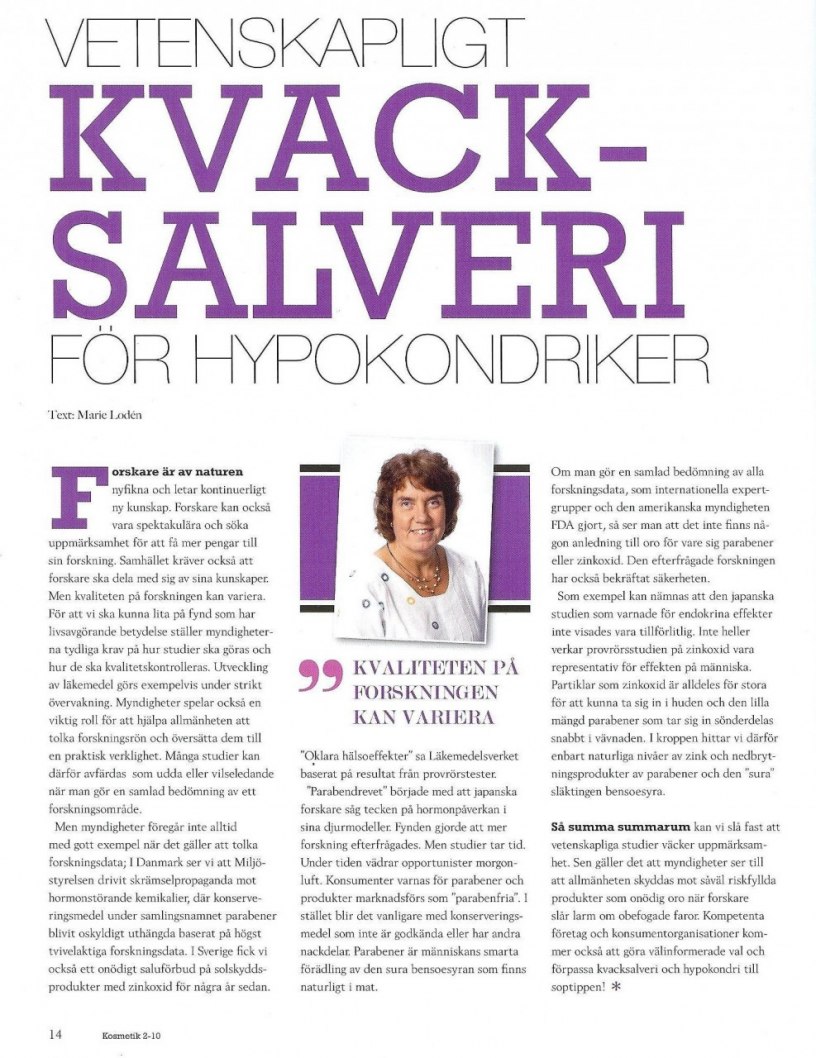 Från tidningen KOSMETIK, Nummer 2, 2010