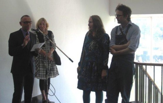 Göran Christenson, director Malmö Konstmuseum, Carina Nilsson, culture politician and Lisa Jeannin and Rolf Schuurmans at the opening. Photo Torun Ekstrand