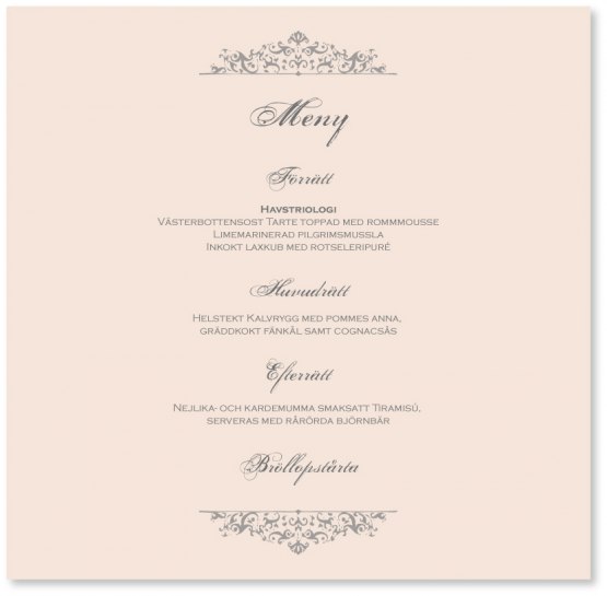 Följande meny, komponerad av Sveriges Mästerkock Louise Johansson, kommer att serveras på Weddingevent 22 oktober. 