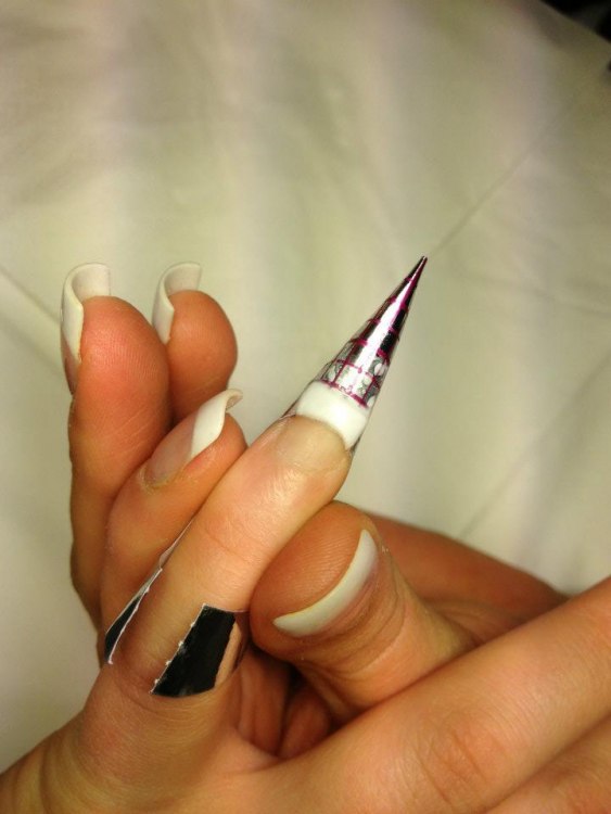 Madelene working on my nails...