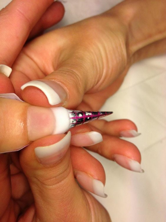 Madelene working on my nails...