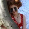 Trendmakeup, insperation från filmregissören Tim Burton. Fotograf: Carolin Andersson, Modell: Linda Andersson