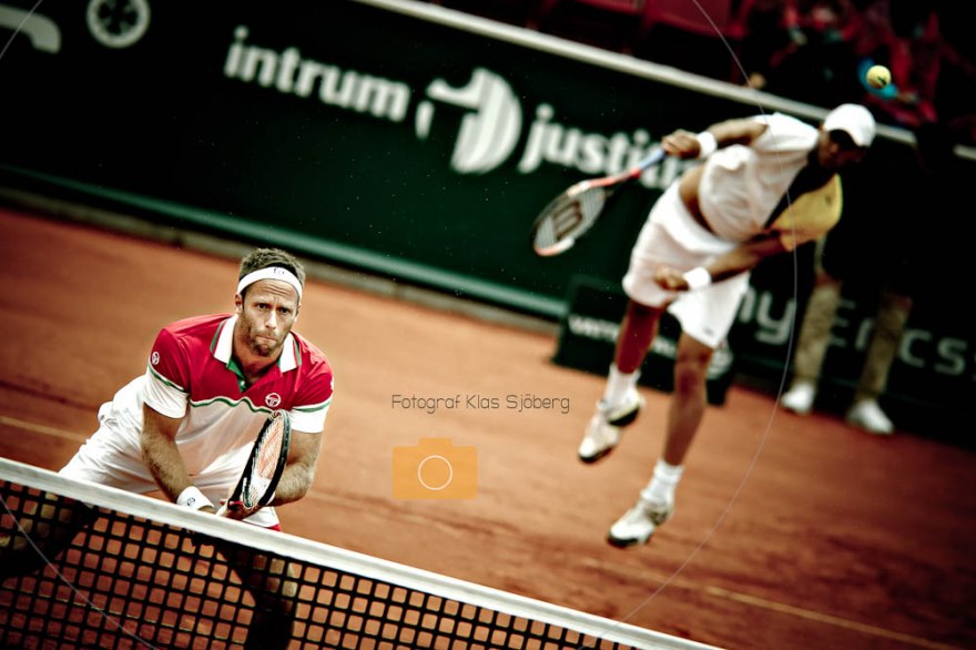Robert Lindstedt i dubbel med Horia Tecau - Fotograf Klas Sjöberg