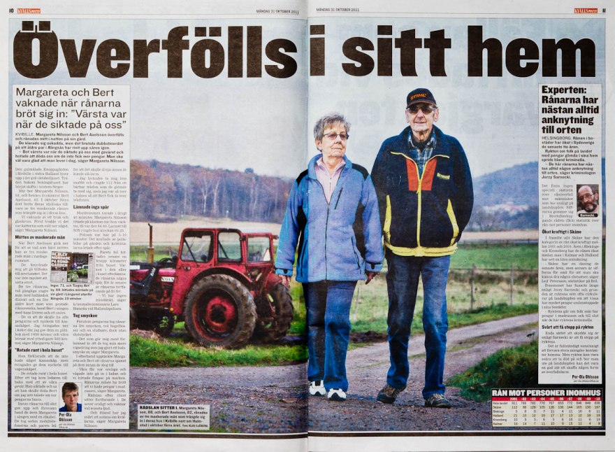 Uppslag i Kvällsposten 2011-10-31 - Foto: Klas Sjöberg