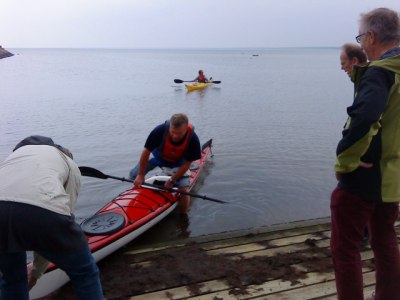 Percy på väg ut i havet