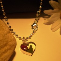 Silverhalsband rosenknopp (litet hjärta)