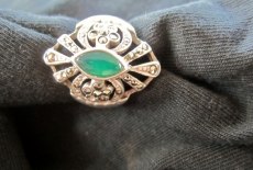 Vacker Ring i Silver och Malakiter!