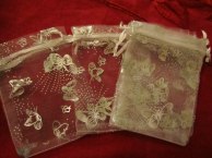 Fem Stycken Vita Organza Påse