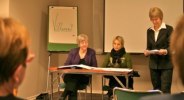 Val av ny styrelse. Mötesordförande Kerstin Karlsson, sekreterare/ordförande Helen Rosenberg och kassör Margareta Lindahl.
