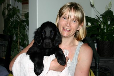 En nybadet Lily klar til avreise. :-)