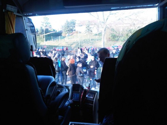 Again, not a very exciting photo, but an understanding of how many people there are at the start and finish of each stage. These are the people standing outside our bus, but there are 21 other teams here, with equal amounts of people standing outside their buses. 