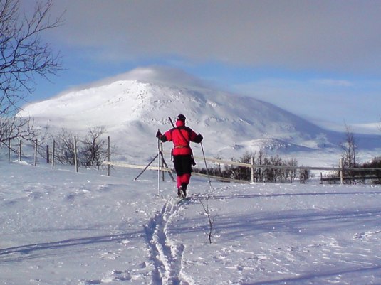 Jaana skidar in i markerna...