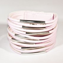 Anna Leather Bracelet Pink