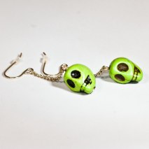 Crazy Skull Earrings Green
