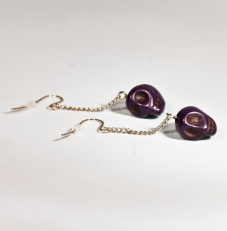 Crazy Skull Earrings Purple