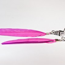Feather Skull Earrings Pink