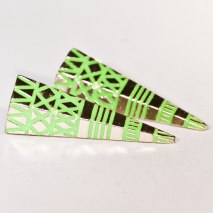 Crazy Spike Earrings Silver/Green