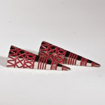 Crazy Spike Earrings Silver/Red