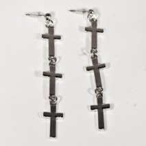 Cross Earrings Link Silver