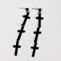 Cross Earrings Link Black