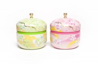 Tea Canister, Cherry Green and Pink