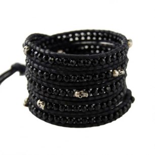 Wrap Skull (Silver/Black) Fine leather Himalaya Collection