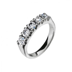 Silverring vitguldsbelagd med 5 cubic zirkonia 