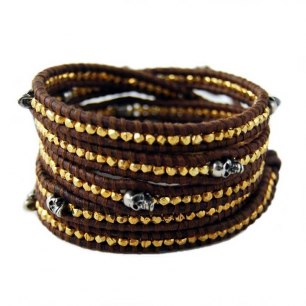 Wrap Skull (Gold/Brown) Fine leather Himalaya Collection