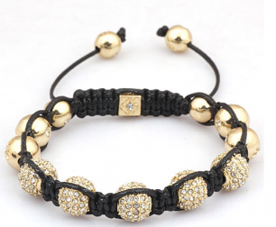 Makramé 24K guldpläterat med vita rhinestones 
