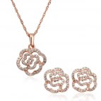 Halsband + Örhängen Swarovski + Roséguld 18KGP 