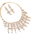 Crystal Luxury Necklace + Earrings Gold/Clear