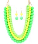 Neonhalsband med örhängen grönt/gult/guld