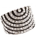 Kristallring Coctail Silver/Svart