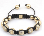 Makramé 24K guldpläterat med vita rhinestones