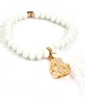 Armband Buddha + tassels ( White/Guld )
