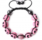 Armband Dödskallar PINK AAA-rhinestones