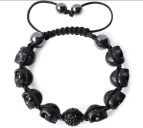 Armband Unisex Dödskallar Svart / AAA- Rhinestones  