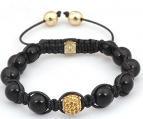 Onyx armband 18 KGP + Rhinestones