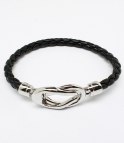 Armband svart flätat med silverlås