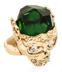 Dödskallering 18KGP Green Crystal 