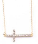 Sidecross halsband guld med cubic zirkonia 925 silver