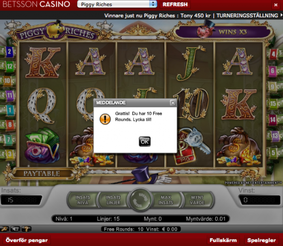 Free spins hos Betsson idag!