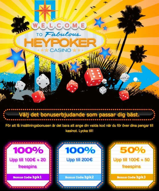 Upp till 55 free spins hos Heypoker!