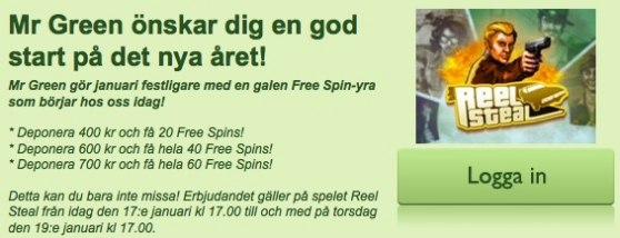 60 free spins hos MrGreen!
