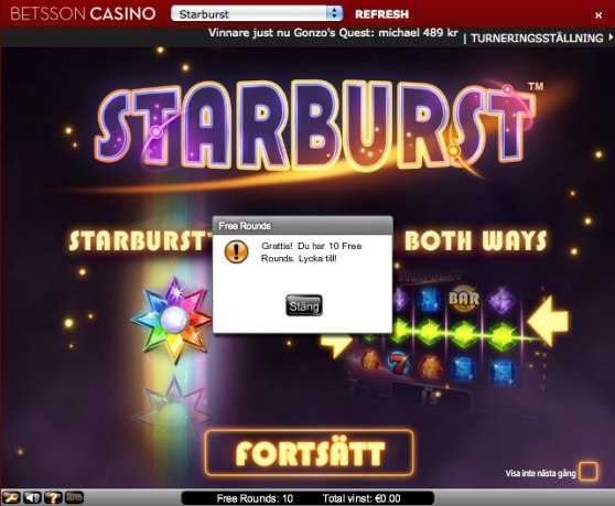 10 gratis free spins!