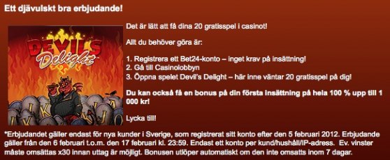 20 Free spins hos Bet24!