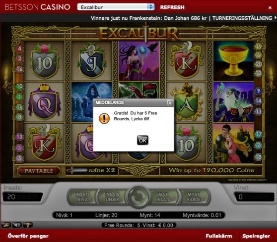 Free spins hos Betsson idag.