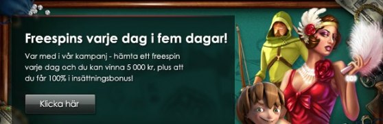 Free spins varje dag i fem dagar hos NordicBet!