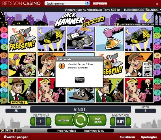 5 free spins hos Betsson idag!