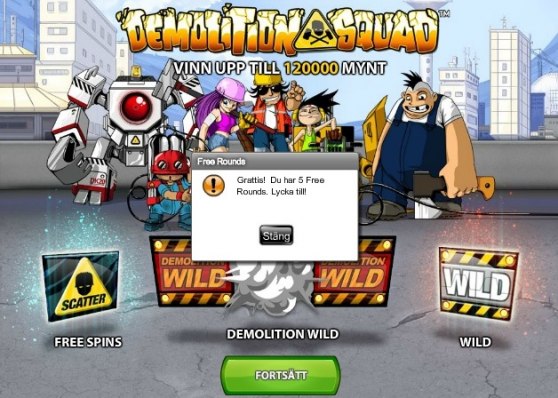 Free spins gratis på nya spelet Demolition Squad!